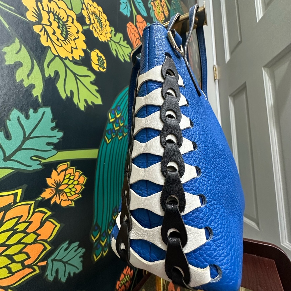 Henri Bendel West 57th Top Handle Satchel in Cobalt Blue Whipstitch Leather - Picture 7 of 16